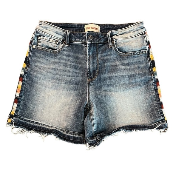 DRIFTWOOD WOMEN’S DENIM CUTOFF EMBROIDERED SHORTS SIZE 27 - Picture 2 of 12
